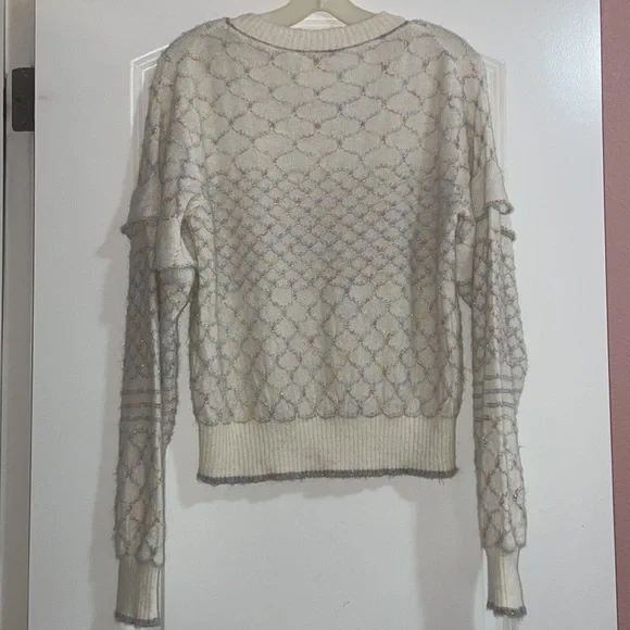 SEE BY CHLOE Iza Women’s Sweater Size S NWT Multicolor White Crew Neck Oversized